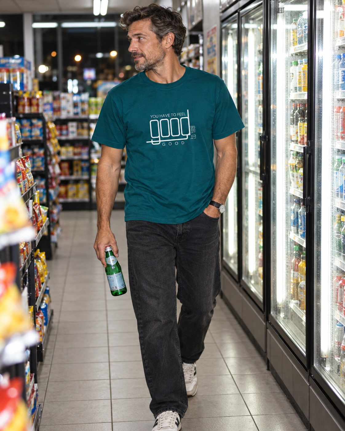 Feel Good to Feel Good T-shirt Teal Man Convenience Store
