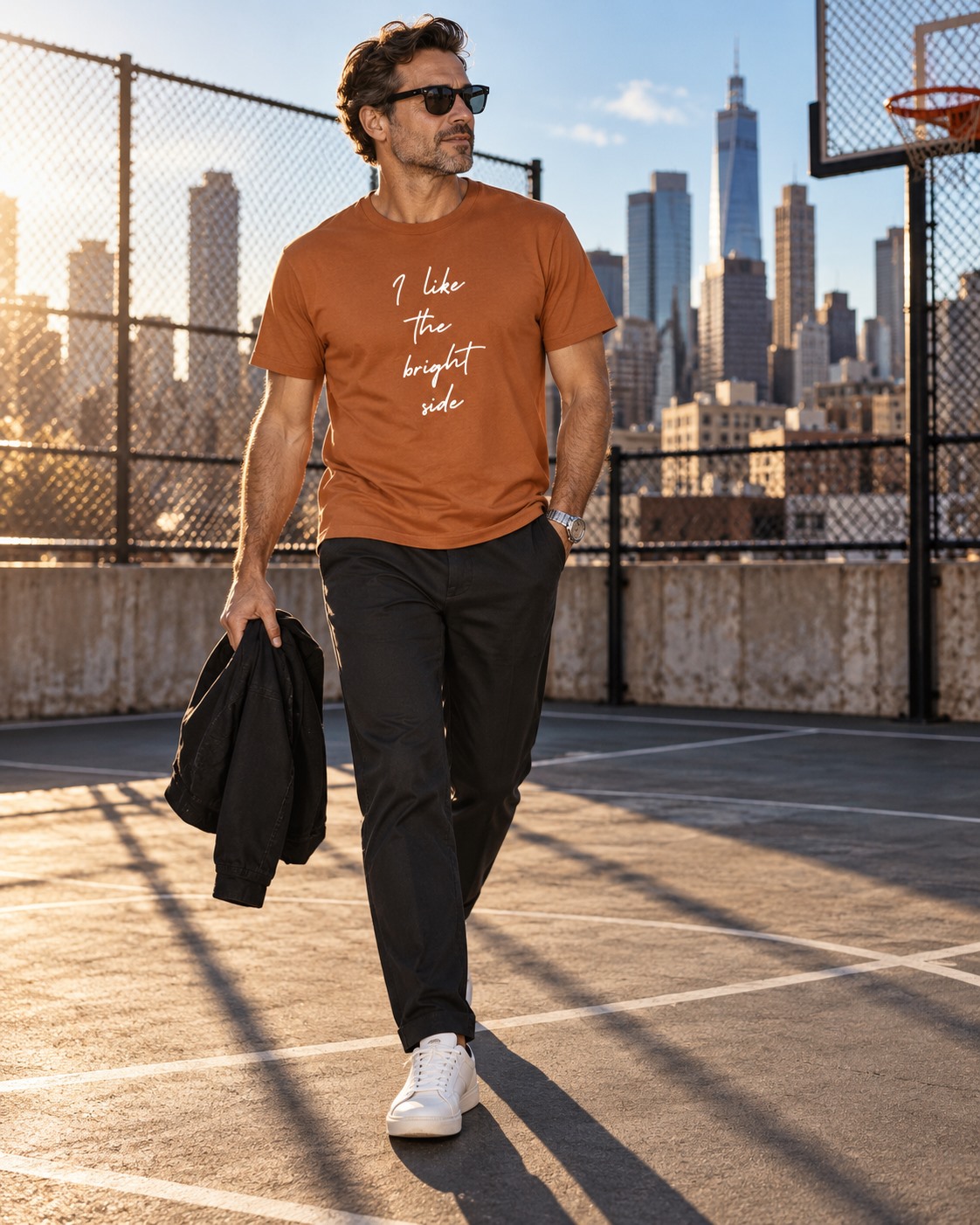 I Like the Bright Side T-shirt Rust Man Rooftop Court