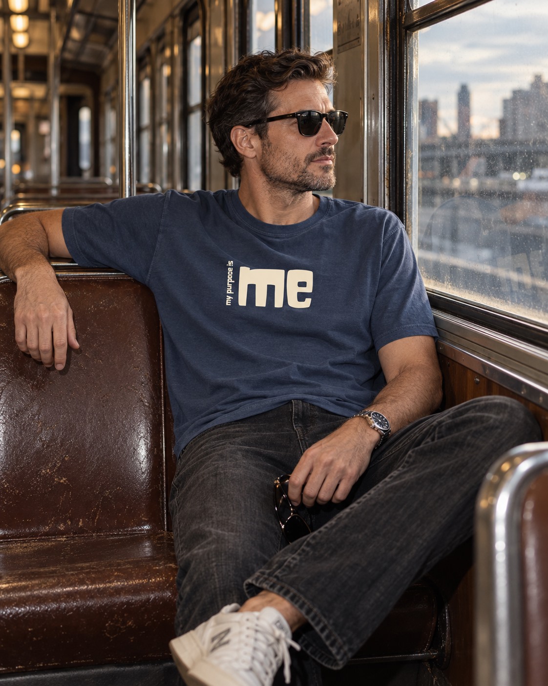 My Purpose Is Me T-shirt Navy Man Train Carriage