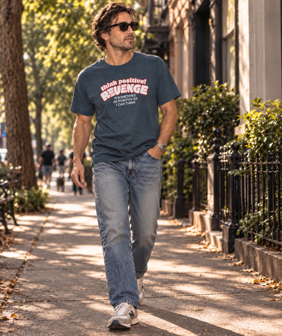 Revenge Is as Positive as I Can Think T-shirt Charcoal Man Brownstone Street