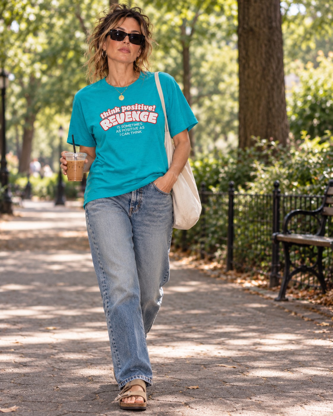 Revenge Is as Positive as I Can Think T-shirt Turquoise Woman Park