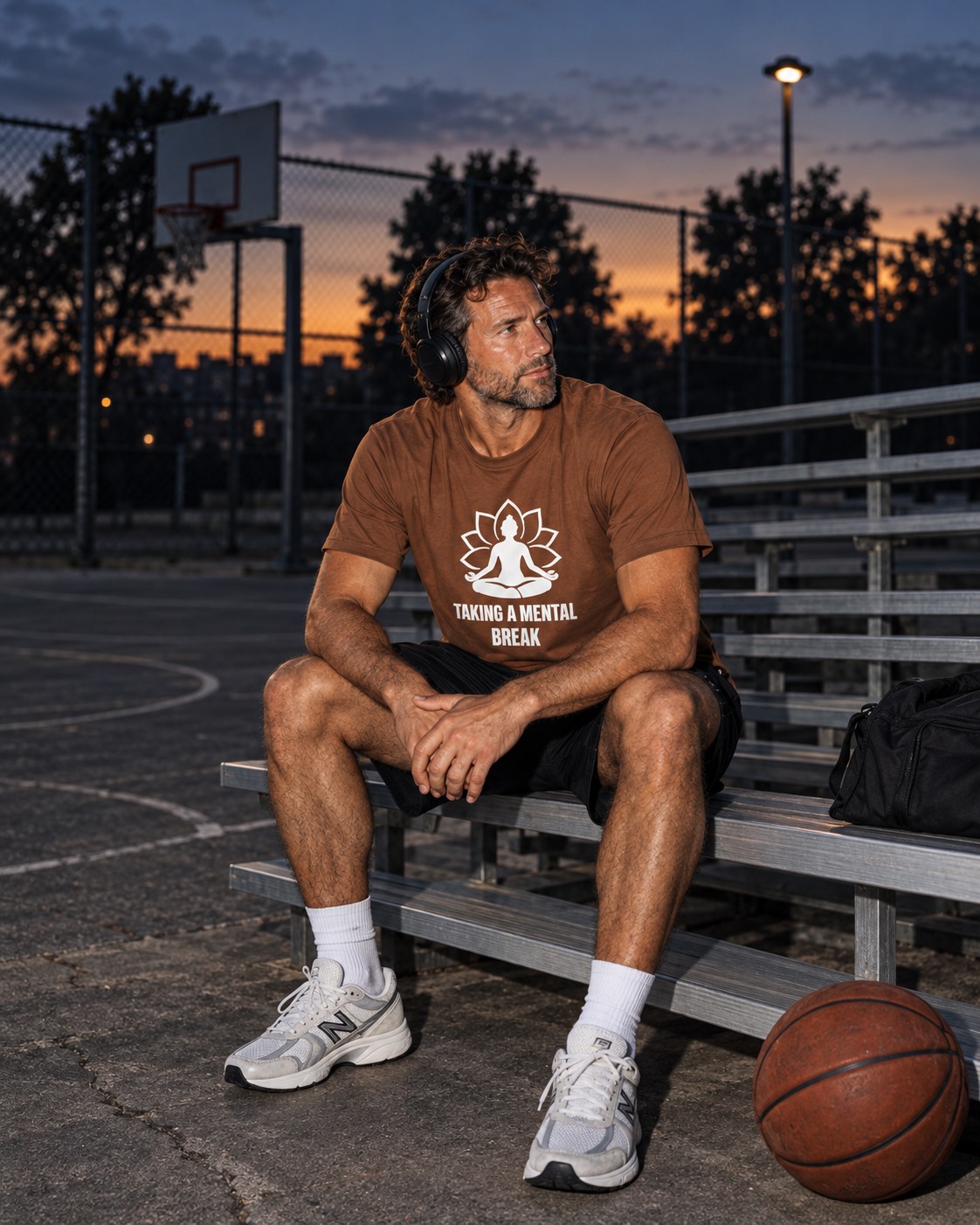 Taking a Mental Break T-shirt Brown Man Basketball Court
