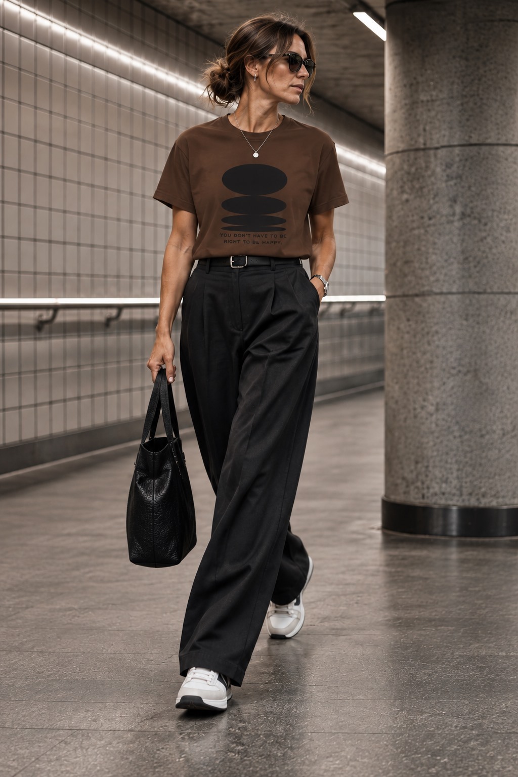 You Dont Have to Be Right to Be Happy T-shirt Brown Woman Urban
